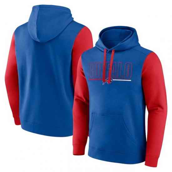 Men Red Buffalo Bills Outline Pullover Hoodie
